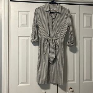 Calvin Klein gray and white striped dress